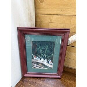 Framed Vintage Bird Illustration – Woodland Songbirds Wall Art